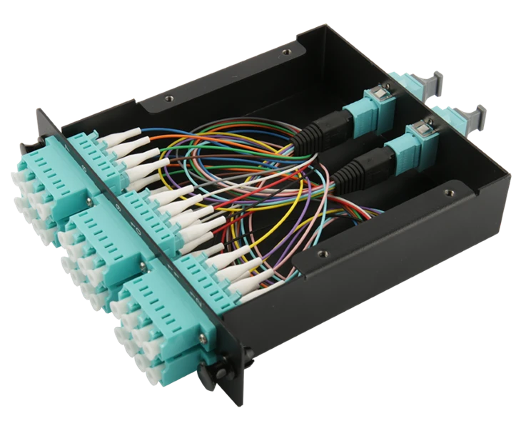 12 Kazeta 12 Fibers OM4 Multimode MTP To 12 LC Duplex Aqua