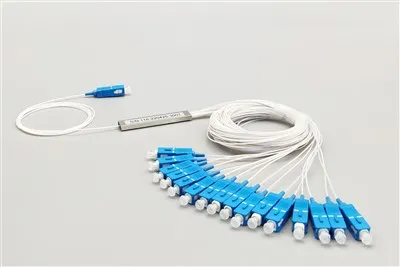 1X16 PLC Fiber Splitter, oceľová trubica, holé vlákno 250μm, SC UPC, Singlemode